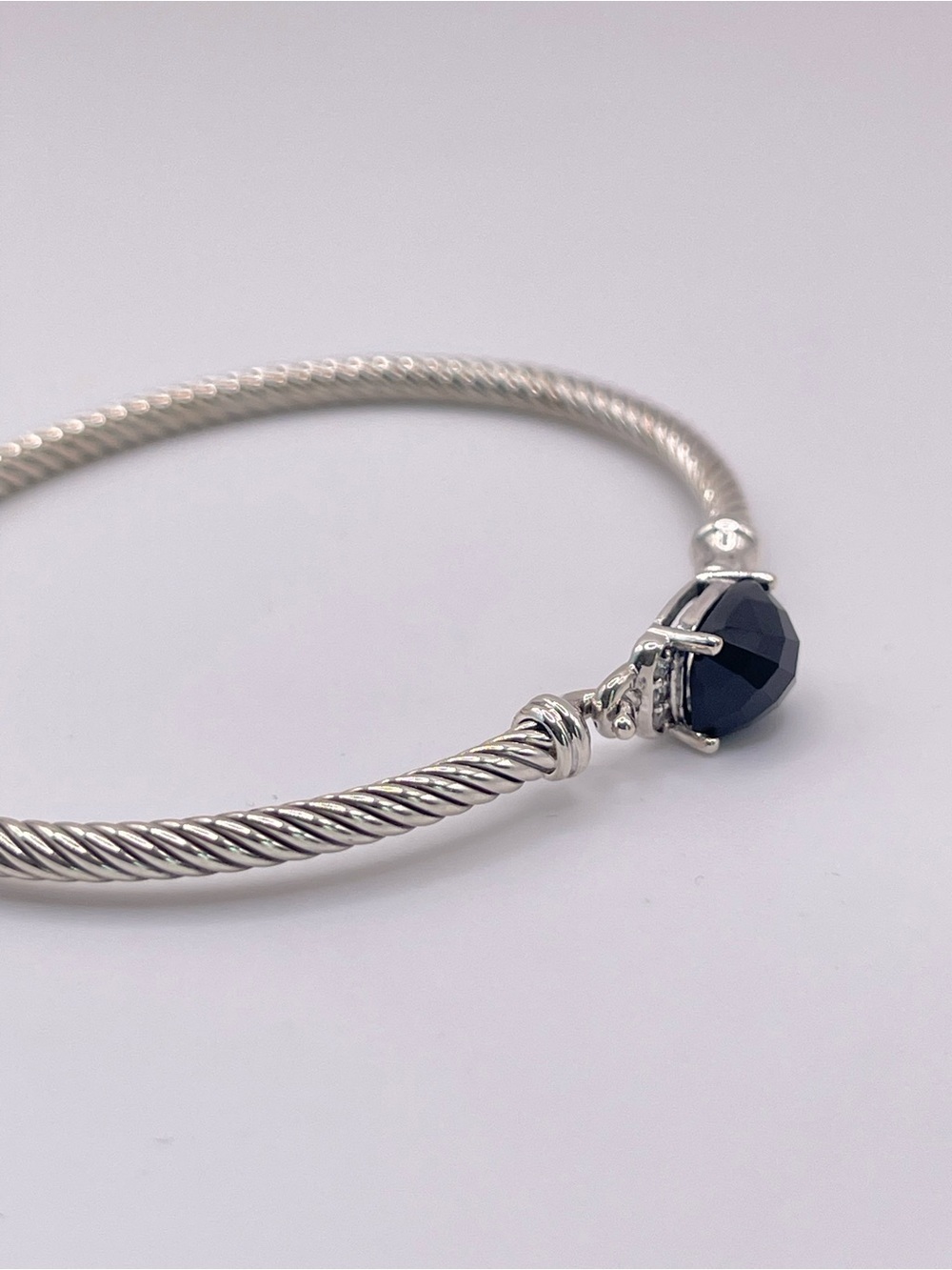 David Yurman Black Onyx Petite Wheaton Bracelet with Diamonds - Picture 4 of 11
